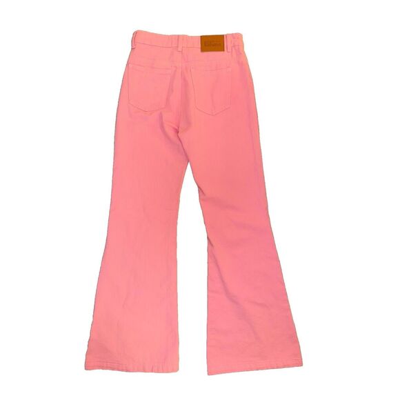 NWT Princess Polly Pink Cabarita Lounge Denim Jeans Size 4 Flare Leg High Rise - Picture 2 of 9